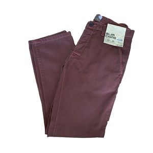 Topman Maroon Slim Fit Chinos Pant 32R